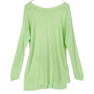 EILEEN Fisher Neon Green Organic Linen Pullover
